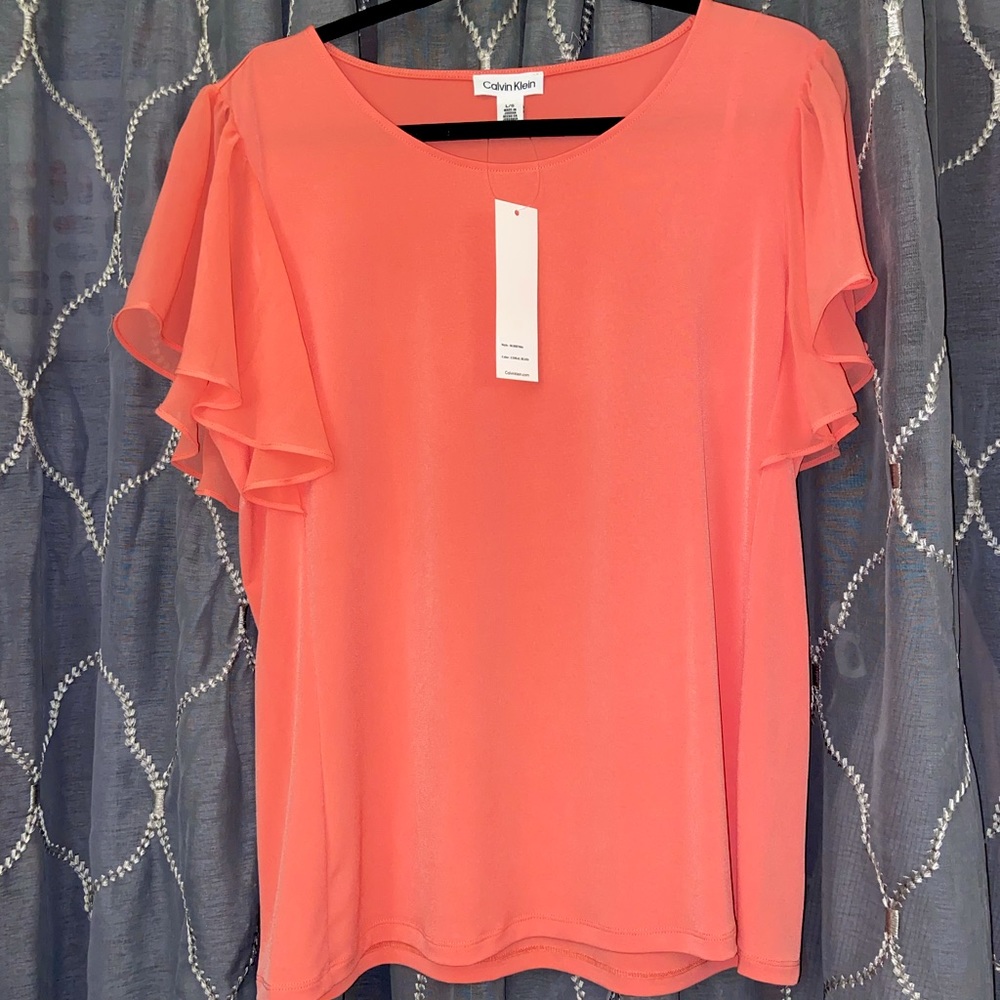 Calvin Klein Top with Flouncy Sleeves